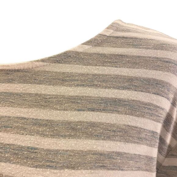J. Jill Gray and White Striped Pure Jill Shirttail Long Sleeve Tee Sz 2X - Picture 5 of 13